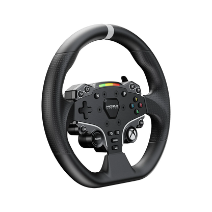Schuin vooraanzicht van het Moza Racing ESX stuur voor Xbox