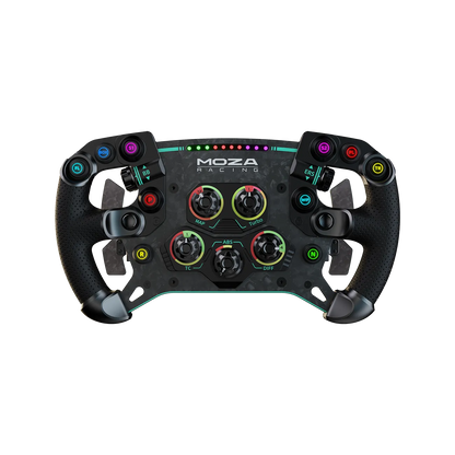 Angled front view of the Moza Racing GS V2P steering wheel
