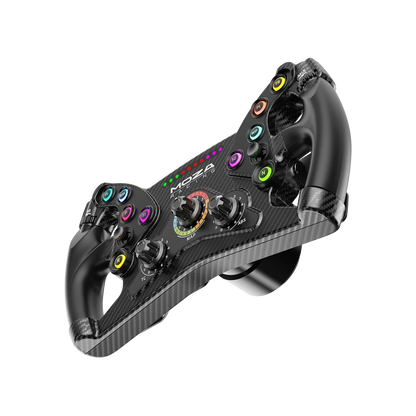 Left angled view of the Moza Racing KS Formula add on steering wheel
