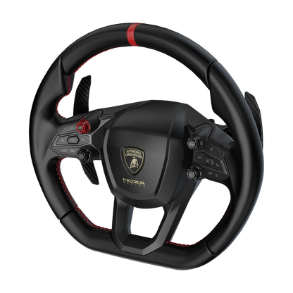 Moza Lamborghini Revuelto simrace stuur schuin vooraanzicht links