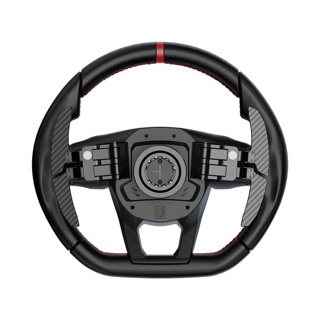 Moza Racing Lamborghini Revuelto stuur achterkant en carbon schakelflippers