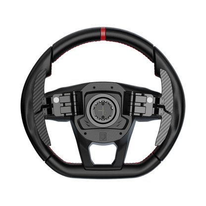 Moza Racing Lamborghini Revuelto stuur achterkant en carbon schakelflippers