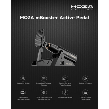 Overzicht van de belangrijkste kenmerken van de Moza Racing MBooster Active Pedal