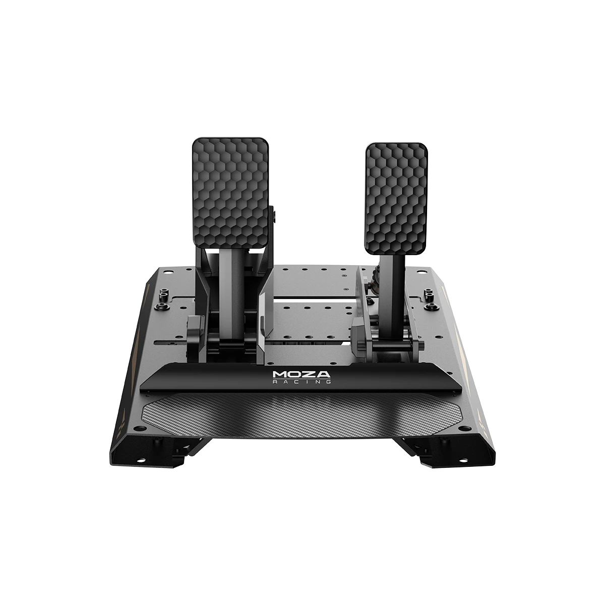 Moza mBooster Active Pedal Set with CRP2 throttle front view