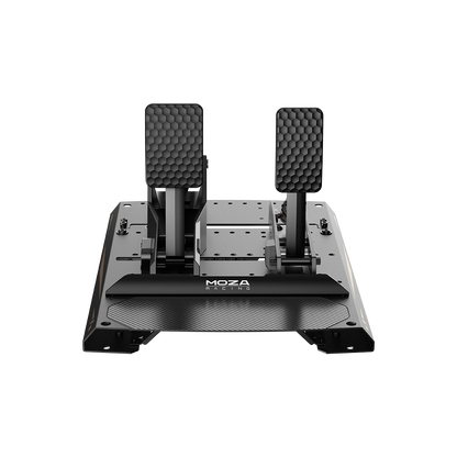 Moza mBooster Active Pedal Set with CRP2 throttle front view