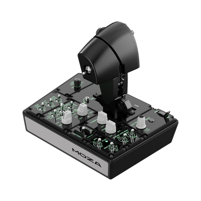 Schuin bovenaanzicht van de Moza Racing MTP Throttle Panel