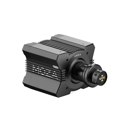 Angled view of the Moza Racing R12 V2 wheelbase mounted position
