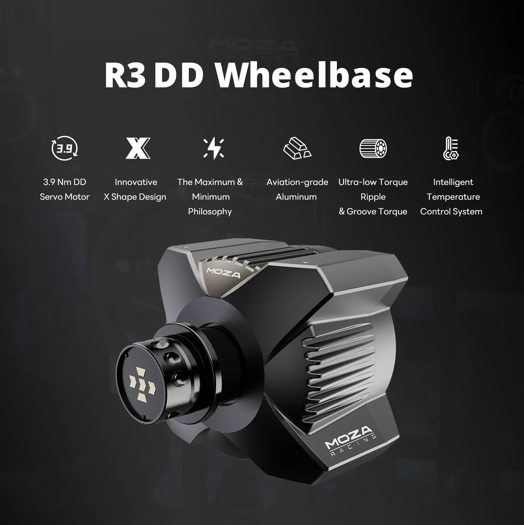Moza Racing R3 direct drive wheelbase met 3.9 Nm force feedback specs