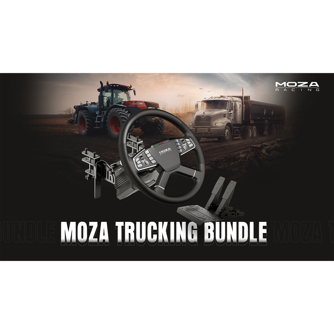Moza Racing R5 Truck Driving Bundel met truckstuur, wheelbase en pedalen voor vrachtwagen simulators