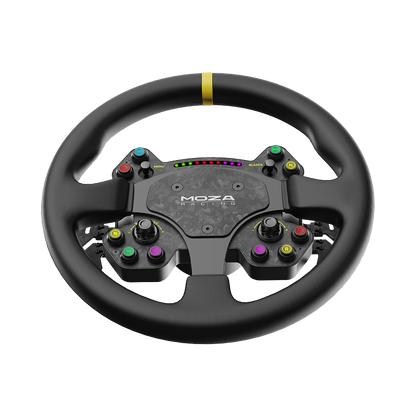 Moza Racing RS V2 GT steering wheel front angle showing buttons and rotary encoders