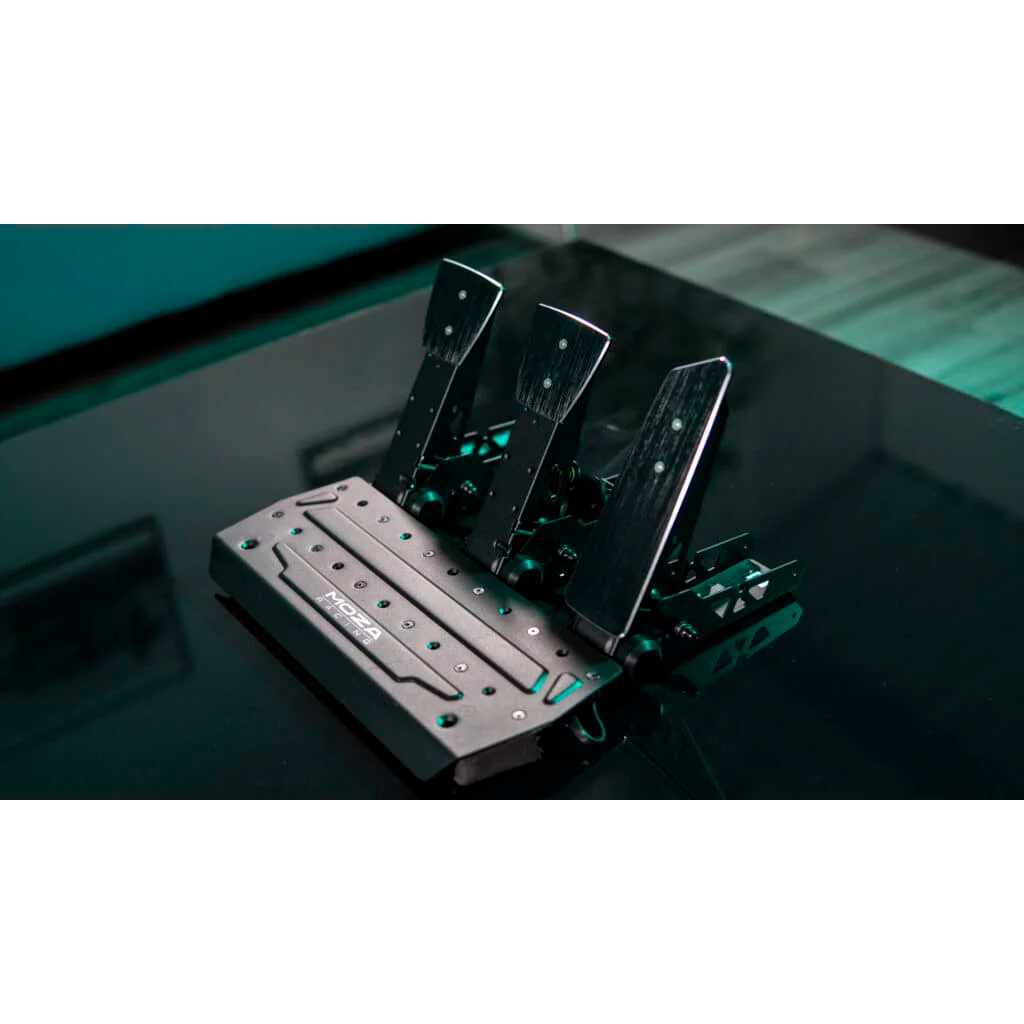 Moza Racing SR-P pedals installed in sim racing setup