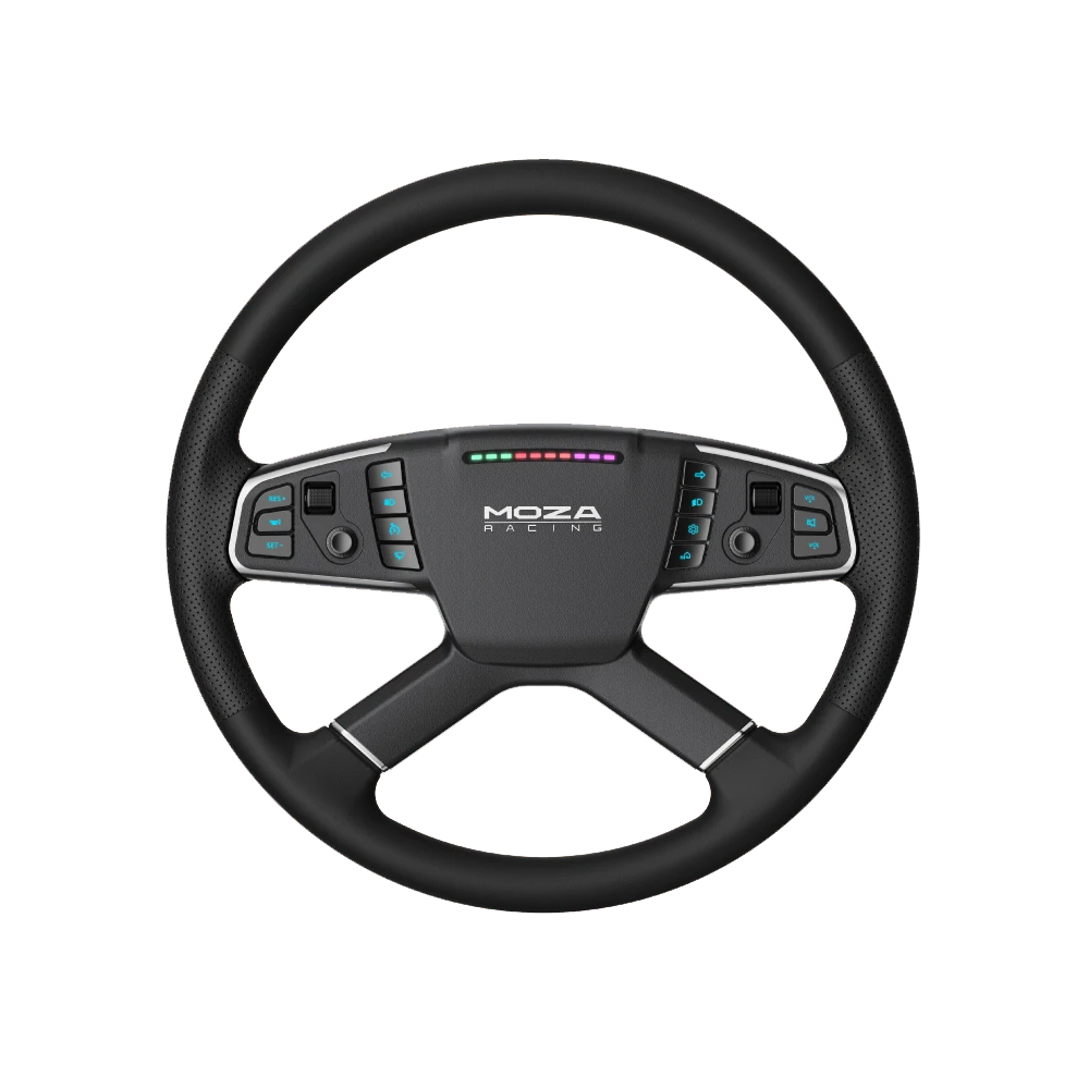 Knoppen en RPM LED balk op het Moza Racing TSW truck stuurwiel