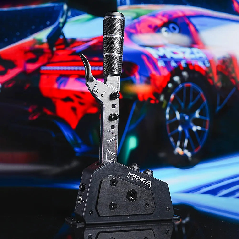 Moza SGP sequential shifter in sim racing setup