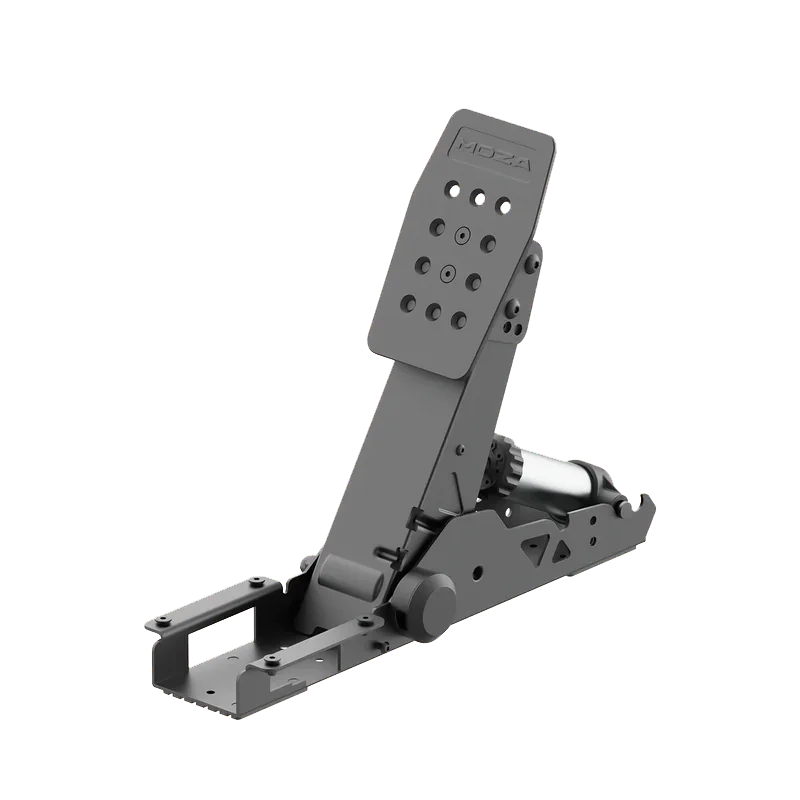 Moza SRP2 Clutch Pedal schuin aanzicht met montagebasis