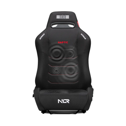 Next Level Racing ERS3 seat showing integrated haptic feedback motors