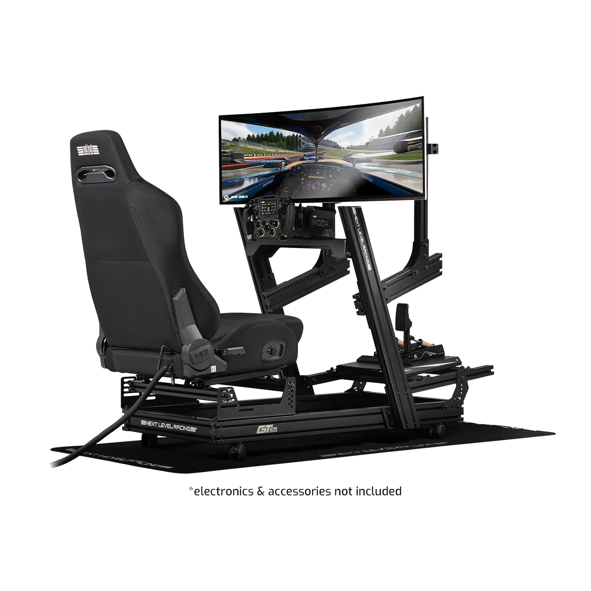Next Level Racing ERS3 haptic sim racing seat mounted on full cockpit setup