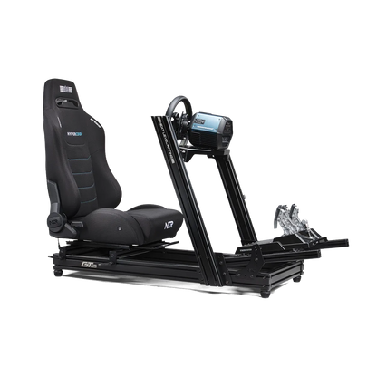 Next Level Racing ERS3 Hypercool sim racing stoel gemonteerd op cockpit
