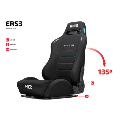 Next Level Racing ERS3 Hypercool sim racing stoel verstelbaar tot 135 graden