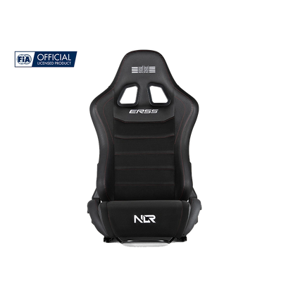Front view van de Next Level Racing ERS5 stoel – FIA-erkende verstelbare racestoel met PU-leer en suède bekleding.