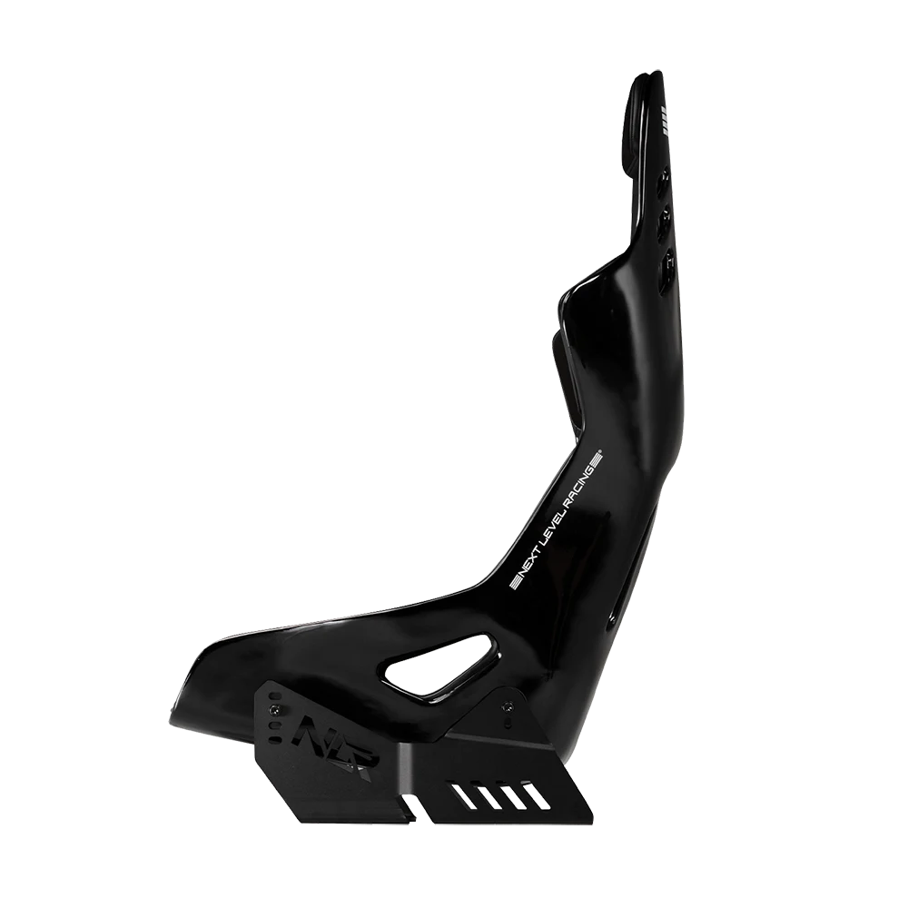 Next Level Racing ES3 Elite fiberglass racestoel zijaanzicht met verstelbare side mounts