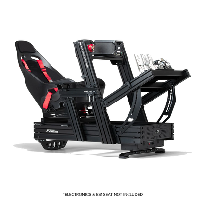 Next Level Racing F-GT Elite 160 cockpit in formule rijpositie met kuipstoel