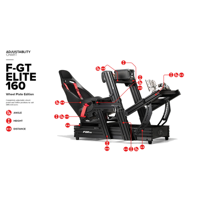 Verstelmogelijkheden van de Next Level Racing F-GT Elite 160 voor hoek, hoogte en afstand