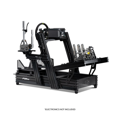 Next Level Racing F-GT Elite 160 Wheel Plate Edition cockpit met stuur en pedalen gemonteerd