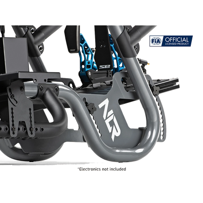 Close-up van het stevige F-GT Pro frame – maximale stabiliteit voor direct drive sturen en pedalen.