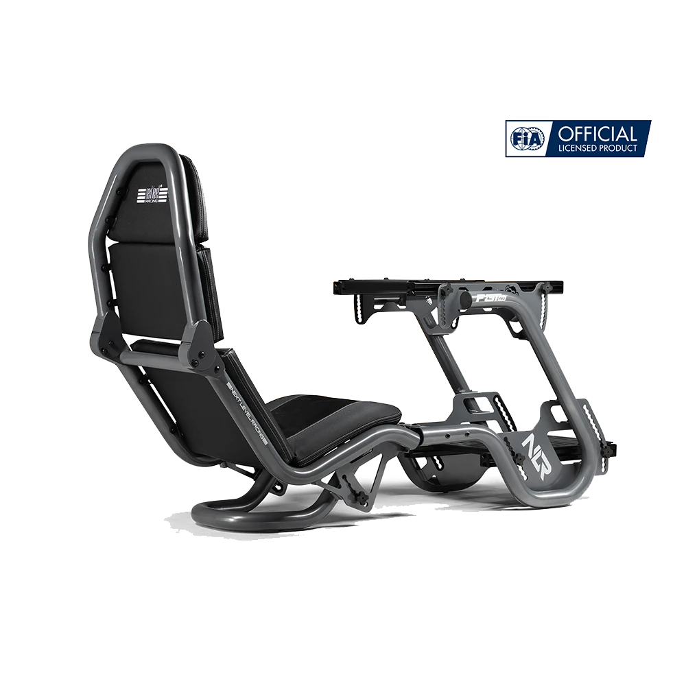 Achteraanzicht van de Next Level Racing F-GT Pro cockpit met ergonomisch frame en premium afwerking.