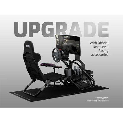 Next Level Racing F-GT Shift met optionele monitor, monitorsteun, toetsenbordstandaard en Logitech RS50
