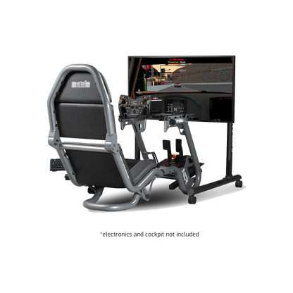 Next Level Racing Round Tube Freestanding Single Monitor Stand naast sim racing cockpit
