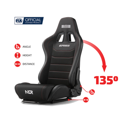NLR ERS5 simracestoel zijaanzicht met 135 graden verstelbare rugleuning