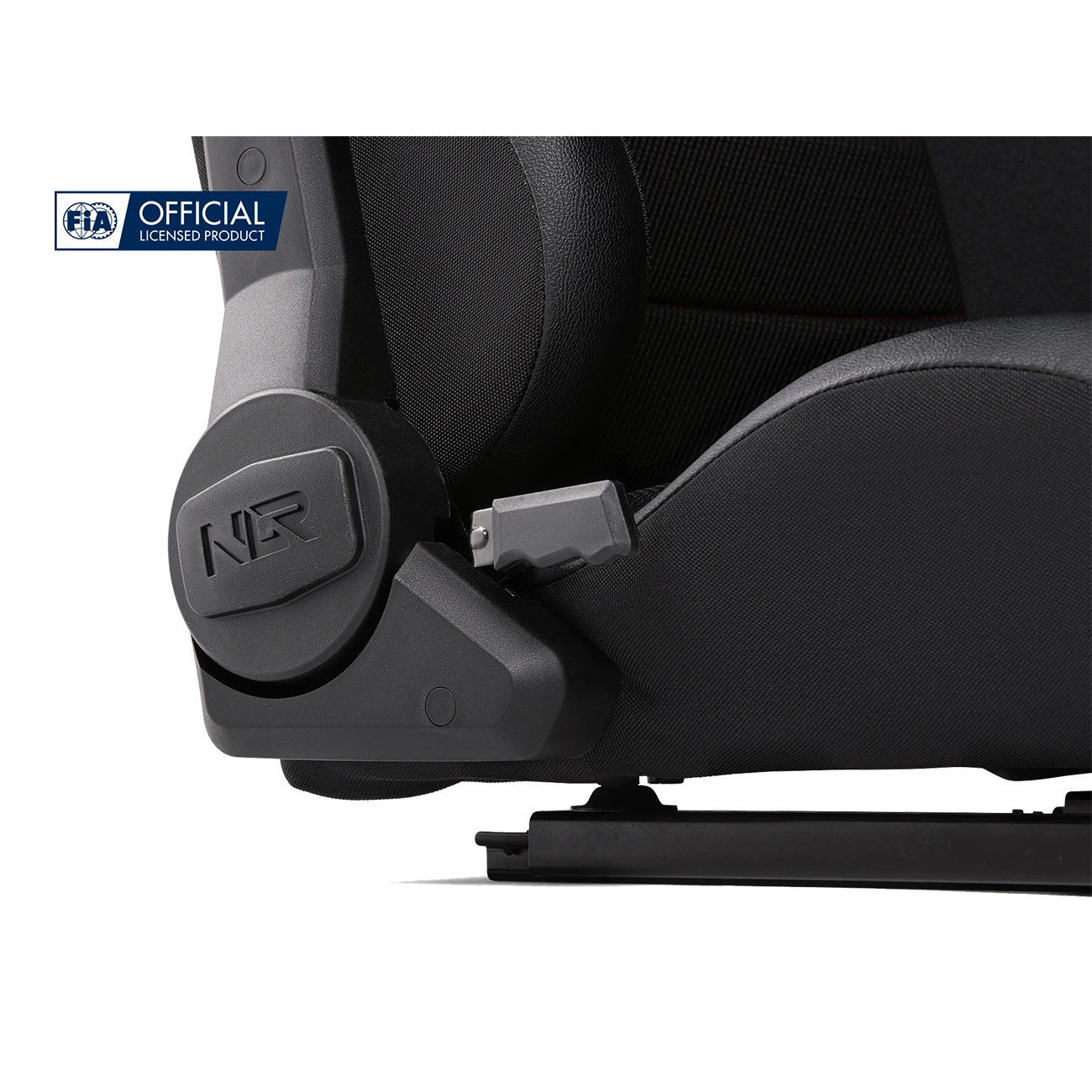 Close-up van het verstelmechanisme van de NLR ERS5 simracestoel