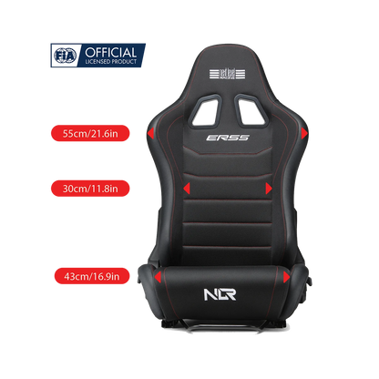 NLR ERS5 simracestoel vooraanzicht met breedte en hoogte maten