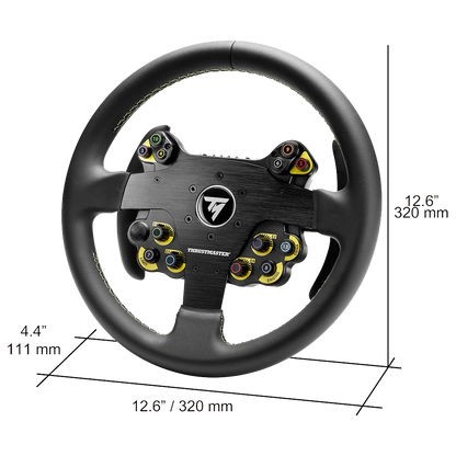 Voorzijde Thrustmaster Evo Racing 32R Leather Add-on met afmetingen 32 cm x 11,1 cm