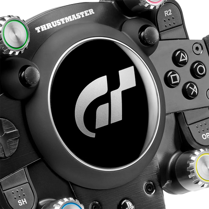Close up van Thrustmaster GT Wheel Add On met Gran Turismo logo