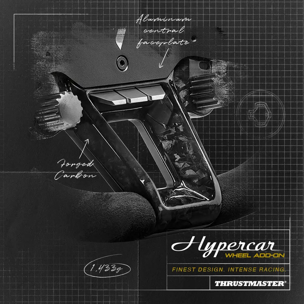 Carbon en aluminium constructie van de Thrustmaster HYPERCAR Wheel Add On
