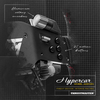 Aluminium rotary encoders en 25 bedieningselementen op de Thrustmaster HYPERCAR Wheel Add On