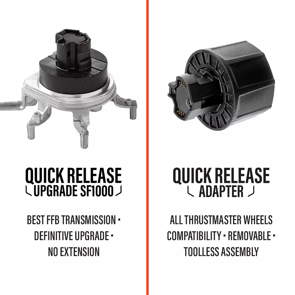 Vergelijking Thrustmaster Quick Release Upgrade SF1000 en Quick Release Adapter
