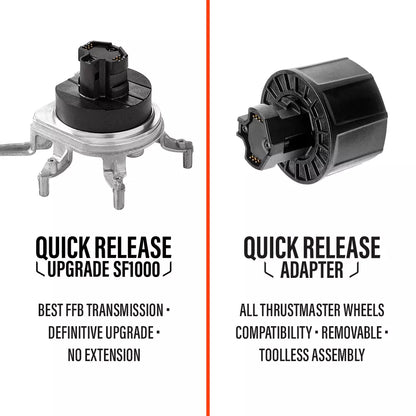 Vergelijking Thrustmaster Quick Release Upgrade SF1000 en Quick Release Adapter