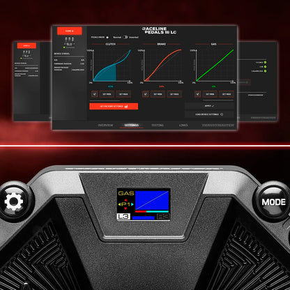 Thrustmaster Raceline pedalen configuratie met rem, gas en koppeling instellingen