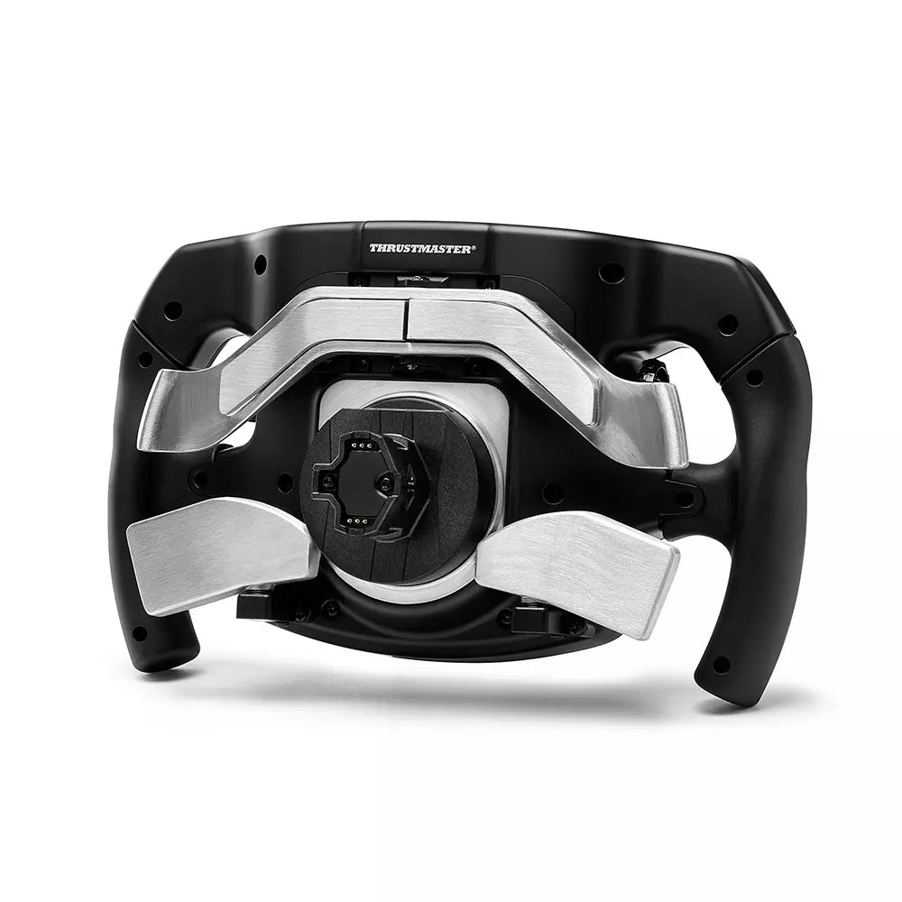 Achterzijde Thrustmaster SF1000 stuur met Quick Release Upgrade gemonteerd