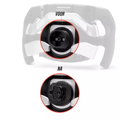 Voor en na vergelijking aansluiting Thrustmaster SF1000 Quick Release Upgrade
