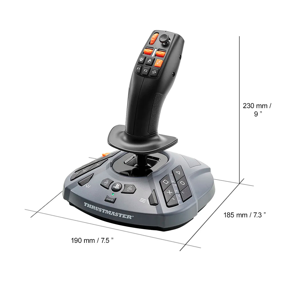 Afmetingen van de Thrustmaster SimTask FarmStick joystick