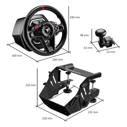 Afmetingen van Thrustmaster T128 racestuur, SimTask Steering Kit en spinner knob
