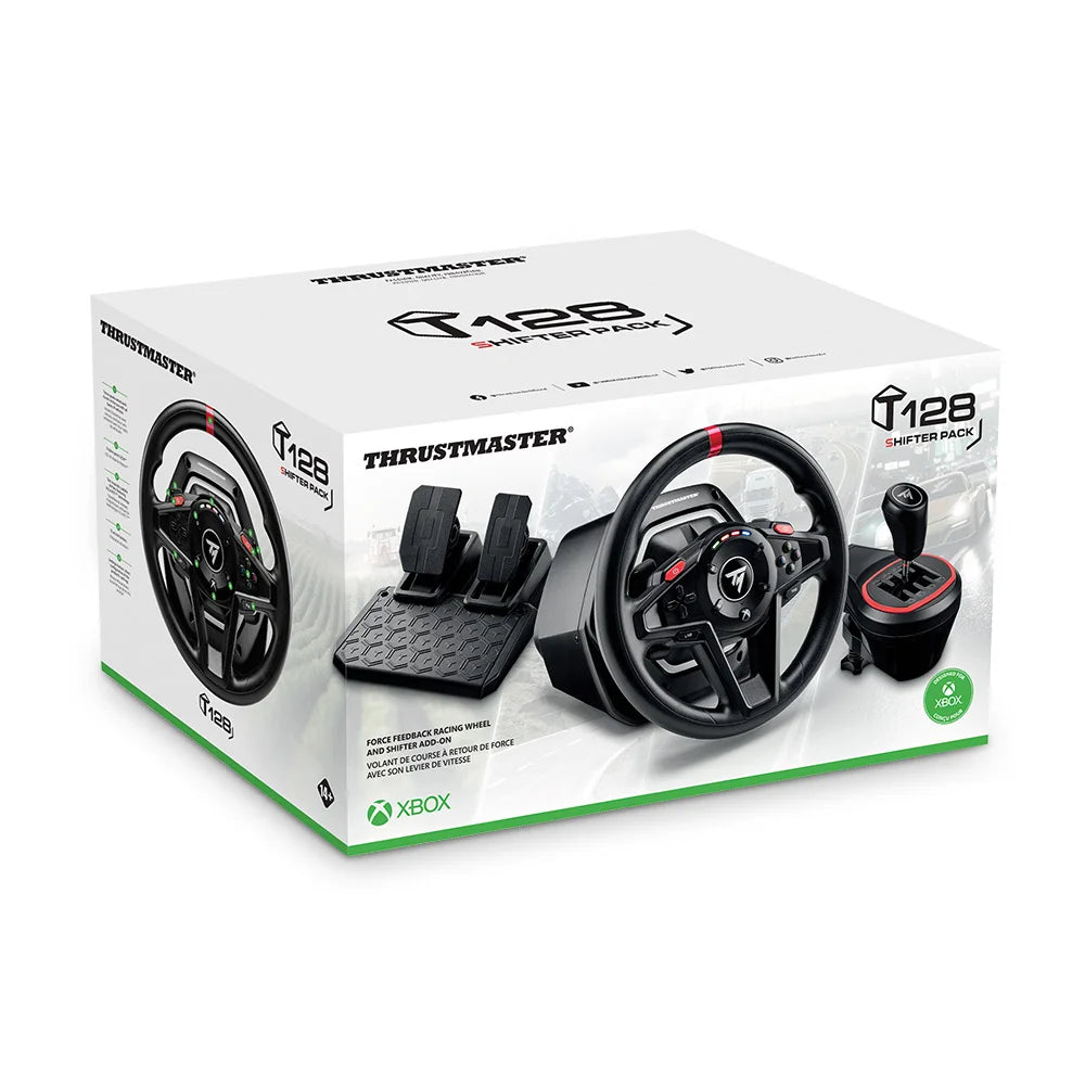 Verpakking van de Thrustmaster T128 Shifter Pack voor Xbox en PC