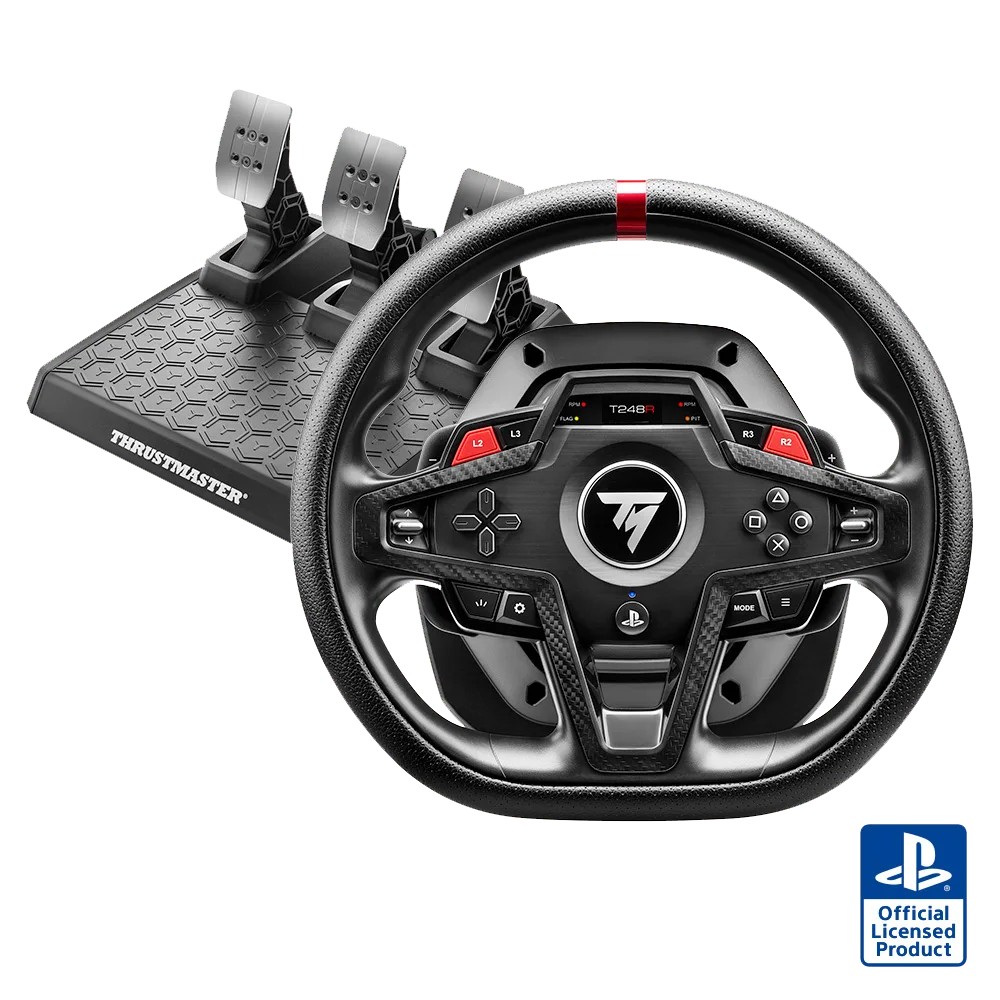 Thrustmaster T248R racestuur met T3PM pedalen – compleet pakket voor PlayStation en PC.