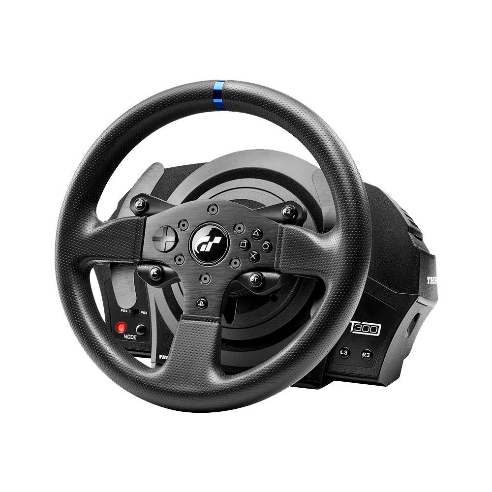 Thrustmaster T300 RS GT racestuur met Force Feedback wheelbase en PlayStation bediening vanaf de voorkant