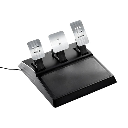 Thrustmaster T300 RS GT T3PA GT Tpedaalset met gas, rem en koppelingspedaal vanuit schuin zijaanzicht