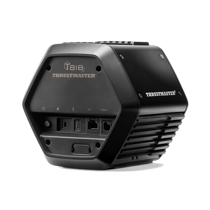 Achterzijde van de Thrustmaster T818 Black Edition met aansluitingen
